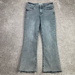 Dear John Jeanne Jeans Women's 28 Gray Flare Cropped High Rise Raw Hem Denim